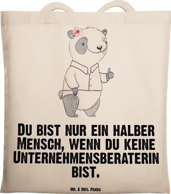Produktbild von Mr. & Mrs. Panda Tote Bag Unternehmensberaterin Herz - Transparent - Geschenk, Einkaufstüte, Schultasche, Jutebeutel, Tasche, Laptoptasche