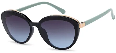 Produktbild von styleBREAKER Damen Sonnenbrille Oval Metall Detail, Schwarz-Hellblau/Grau
