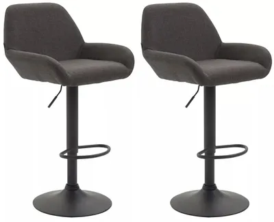 Image de In And OutdoorMatch Tabouret de bar de luxe Twila - Gris/Noir - Design moderne - Lot de 2 - Dossier - Repose-pieds - Pour la cuisine et le bar - Assise rembourrée