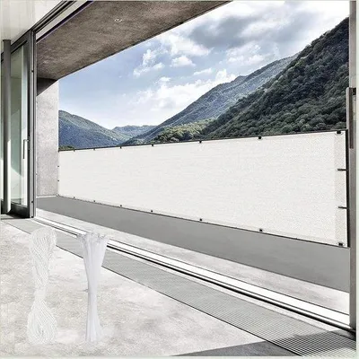 Produktbild von Balkon- und Gartenschirm HDPE 50 x 900 cm UV-Schutz & Sichtschutz weiß