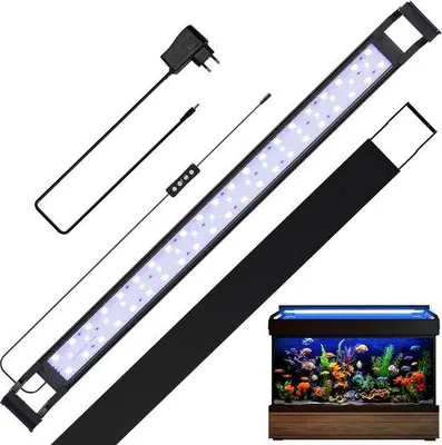 Zdjęcie produktu dla Akarium z oświetleniem LED, timerem i wodoodporną pokrywą, o wymiarach 90-105 cm