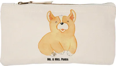 Produktbild von Mr. & Mrs. Panda beauty case Corgie Größe S Klein - Weiß - Geschenk, Hund, Bellen, Stoffbeutel, Mäppchen, Etui, Sprüche, Corgi, Pouch, Federmappe, Spruch