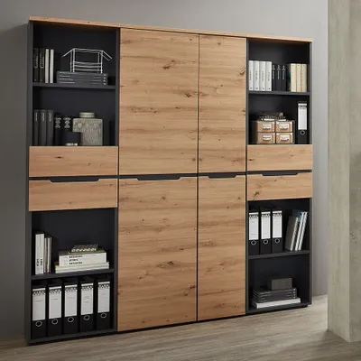 Produktbild von Aktenschrank Set 3-teilig MANRESA-36 graphit Eiche