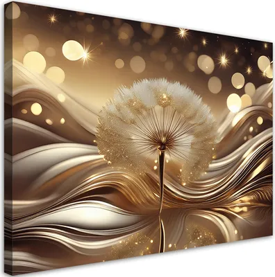 Produktbild von Leinwandbild Gold Löwenzahnblüte 90x60 Feeby Gold bild für die wand bereit zum aufhängen