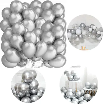 Produktbild von Metallic Silber Chrom Luftballons Party Jubiläum Deko 100 Stück