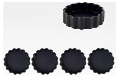 Produktbild von Servierteller aus Steingut 4er Set - Rechteckige schwarze matte Vorspeisenteller, eckige Mezze Teller, spülmaschinengeeignete Servierteller