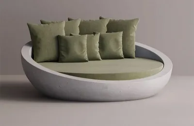 Produktbild von Casa Padrino Luxus Beton Liegeinsel Grün / Weiß Ø 180 cm - Garten & Hotel Möbel