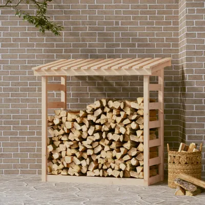 Image de The Living Store étagère à bois de cheminée 108x64,5x110 cm pin massif