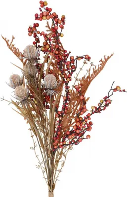 Produktbild von Künstliche Herbstdekoration Disteln Beeren Farn 65cm Kunstpflanzen Bund Herbstdeko