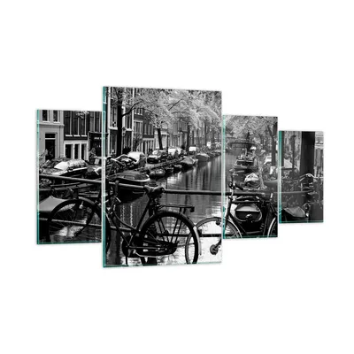 Produktbild von Bilder auf glas - Holland Kanal - 160x90cm - Glasbilder - Wandbilder - Bilder - Kunstdruck - zum Aufhängen bereit - Wanddekoration aus Glas - Glas Bilder - Wandbild auf Glas - 4 Teile - GDL160x90-3516