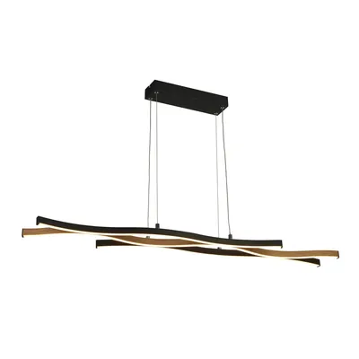 Obrázek produktu pro 1Lt Swirl Led Pendant, Black With Wood Effect