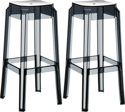 Obrázok produktu pre Plastová barová stolička FOX (SET 2 ks) - Čierna transparent