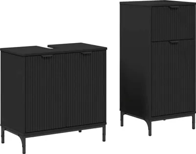 Zdjęcie produktu dla vidaXL Zestaw mebli do łazienki, 2 sztuki, czarny, 39,5 x 36 x 88 cm