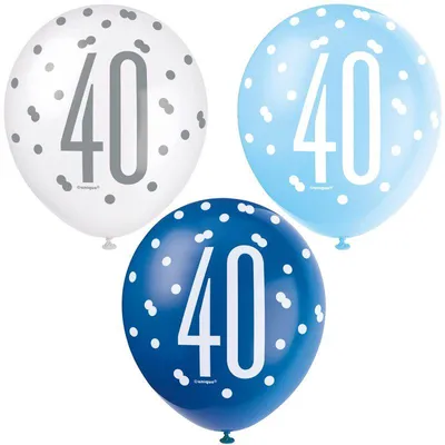 Produktbild von 6 Luftballons blau & silber Zahl 40