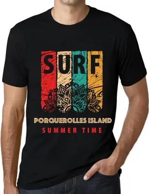 Produktbild von Herren Grafik T-Shirt Sommerliches Surfen auf der Insel Porquerolles – Summer Time Surf In Porquerolles Island – Öko-Verantwortlich Vintage Jahrgang