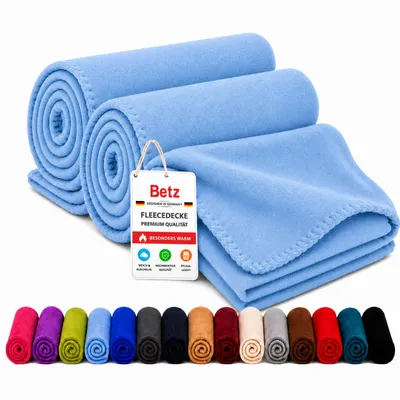 Image de Couverture polaire Betz, 2 pièces, 130 x 170 cm, 180 g/m² – Couverture d'intérieur et couverture douillette – Couverture moelleuse pour canapé – Légère, chaude et facile d'entretien – Bleu clair, Image générée par une IA