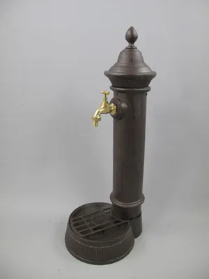 Produktbild von Wassersäule Wasserzapfsäule Aluguss Gartenbrunnen rustikal Antik H.75cm braun