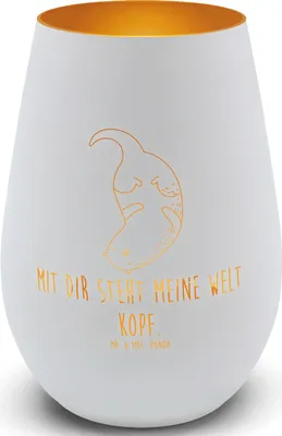 Produktbild von Mr. & Mrs. Panda Kerzenhalter Otter Kopfüber - Weiß - Geschenk, Outdoor Windlicht, Seeotter, Teelichthalter, Liebe, Verliebt, Glas, für teelichter, Laterne, Verknallt