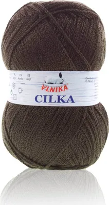 100g Strickgarn CILKA by VLNIKA Klassikgarn Strickwolle mit Schimmereffekt, dunkelbraun