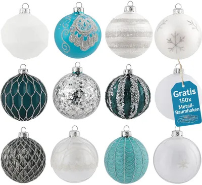 Produktbild von 12er Set Weihnachtskugeln Glas Christbaumkugeln Christbaumschmuck Kugeln A6