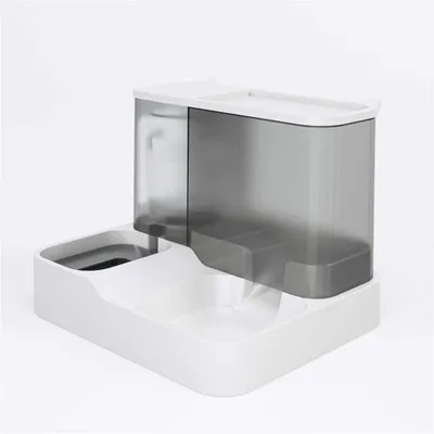 2-in-1 Futterspender & Wasserspender für Haustiere, 2,8 L + 1 L, Grau