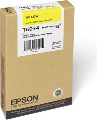 Obrázok produktu pre Epson Inkoustová Yellow T603400 220 ml, Žltá, Atrament na pigmentovej báze, 220 ml, 1 kusov