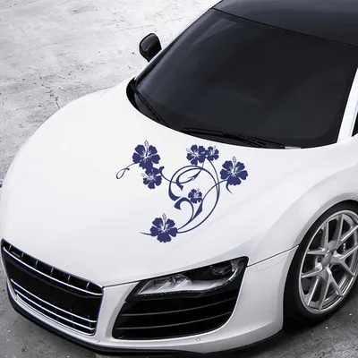 Produktbild von Aufkleber - Autoaufkleber "Hibiskus Swirl" 60cm x 47cm königsblau - Tuning Carystyling Heckscheibe Auto