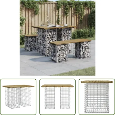 Immagine prodotto di The Living Store Panca da giardino in gabbione 100x70x72 cm in legno di pino impregnato