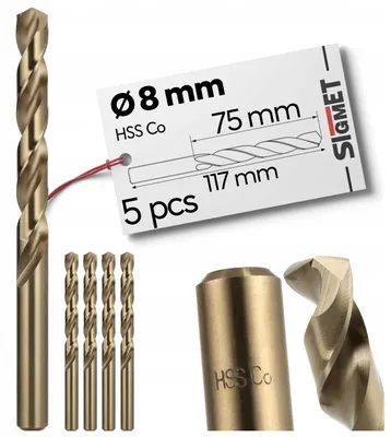Produktbild von Arvex HSS-CO Kobaltbohrer 8,0 mm Metallbohrer 5 Stück