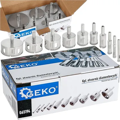 Immagine prodotto di Seghe a tazza diamantate GEKO da 6-68 mm per gres porcellanato, piastrelle e Vetroceramica, confezione da 10 pezzi.