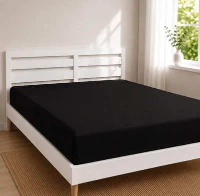 Produktbild von Jersey Spannbettlaken 2er Set 100 % Baumwolle 135 g/m² bis 30 cm Steghöhe,150 x 200 cm,Schwarz