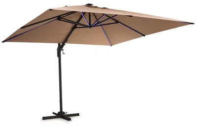 Produktbild von Sonnenschirm mit Solarpanel und LED-Beleuchtung für Balkon und Terrasse – wasserdicht, UV-beständig, verstellbar, Sonnenschutz für den Garten