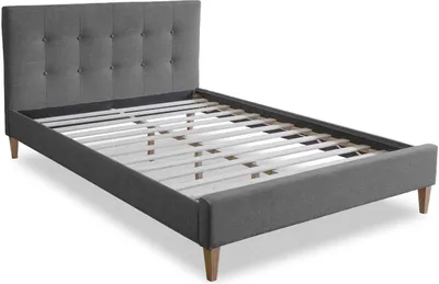 Produktbild von Homestyle4u Polsterbett 160x200 cm Bett Doppelbett mit Lattenrost Kopfteil Grau