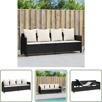 Produktbild von The Living Store Sonnenliege mit Kissen Schwarz Poly Rattan