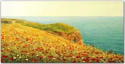 Produktbild von Coloray Bild aus Leinwand 140x70 Leinwand Dekoration - Blumen Küste Seeklippe