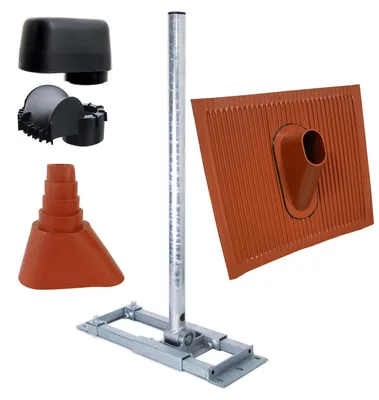 Produktbild von PremiumX DELUXE X90-60 Dachsparrenhalter 90cm Ø 60mm Mast ALU-Ziegel Tülle Rot Kappe