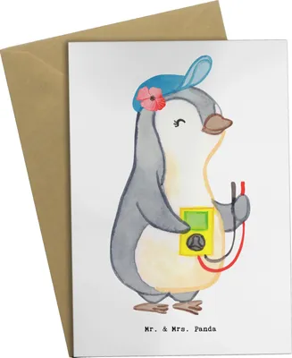 Produktbild von Mr. & Mrs. Panda Glückwunschkarte Elektrikerin Herz - Weiß - Geschenk, einladungskarten, Gesellenprüfung, hochzeitskarten, vatertagskarte, weihnachtskarten, osterkarte