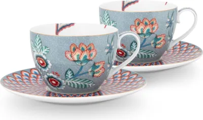 Produktbild von PIP STUDIO Flower Festival Tasse mit U. Light Blue 280ml Set2