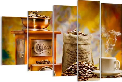 Produktbild von Bild auf Leinwand - Leinwandbild - Kaffee Körner Mühle Tasse - 150x100cm - Wand Bild - Wanddeko - Leinwanddruck - Bilder - Kunstdruck - Wanddekoration - Leinwand bilder - Wandkunst - EG150x100-2592