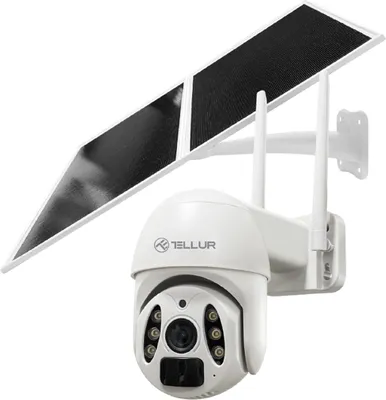 Produktbild von Solárna kamera Tellur Smart WiFi, P&T, 3 MP, 2K UltraHD, PIR, 20 W solárny panel, biela