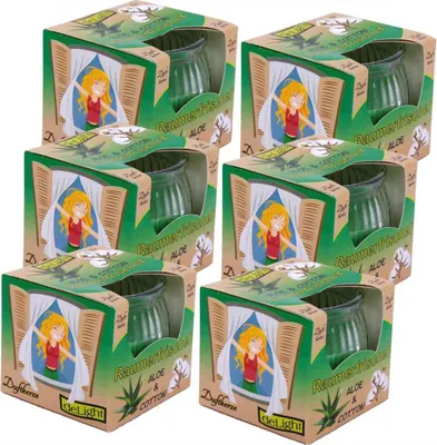 Produktbild von Duftkerze Raumerfrischer 6er Pack im Glas, lange Brenndauer und angenehmer Duft ( Aloe Baumwolle )