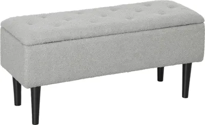 Produktbild von Aufbewahrungsbank, bis 120 kg, Samtoptik, 95 x 38 x 45 cm, grau