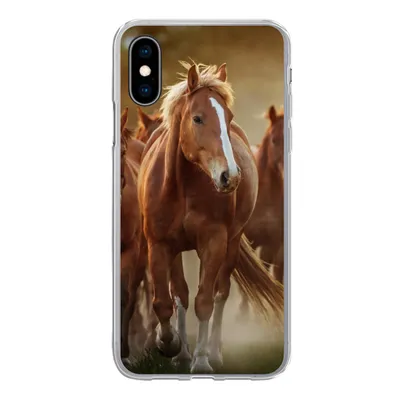 Produktbild von MuchoWow® Handyhülle Schutzhülle Hülle für iPhone X Pferde - Licht - Natur Silikon Softcase Handy Hülle - Handyhülle