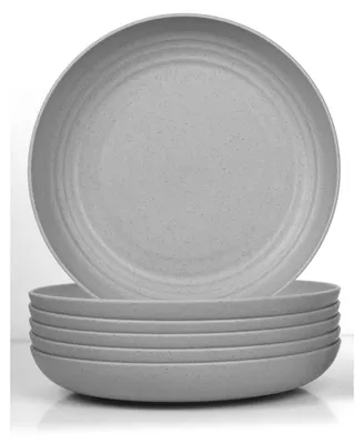 Zdjęcie produktu dla Zestaw głębokich talerzy 25 cm, 6 sztuk, tworzywo sztuczne, bez BPA, można myć w zmywarce, szary, na kemping