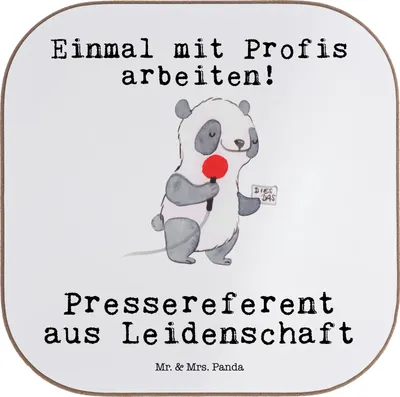 Produktbild von Mr. & Mrs. Panda Untersetzer Tasse Pressereferent Leidenschaft - Weiß - Geschenk, Quadratisch, bieruntersetzer, Witzig, Presseagentur, Spruch, Lustig, Studium, Coaster