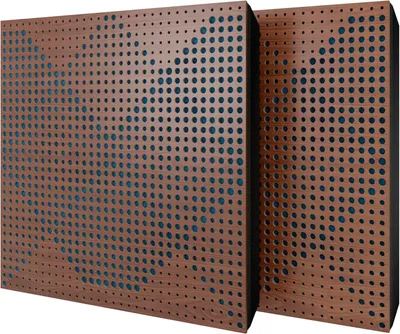 Obrázek produktu pro Sada 6 akustických panelů WILDS, potah samet, rozměry 50x50x5 cm, barva ořech/modrá – včetně montážní sady