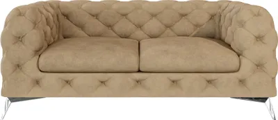 Produktbild von S-STYLE MÖBEL - Chesterfield Sofa 2-Sitzer Cleo mit Silber Metall Füßen aus Beige Samtstoff, B/T/H: 185 cm/ 100 cm/ 75 cm