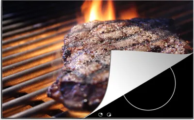 Produktbild von KitchenYeah© Herdabdeckplatte BBQ - Fleisch - Grill , 77x51cm, Küche Deko, Glaskeramikkochfeld Herdabdeckung, Abdeckplatte fùr Kochfeld
