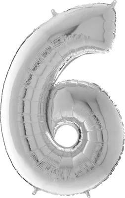 Produktbild von Folienballon Nummer 6 Silber - 102 cm Grabo