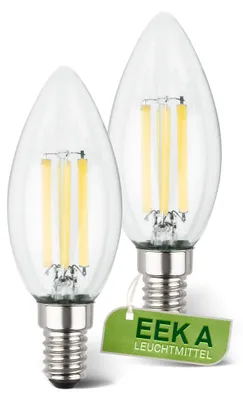 Immagine prodotto di Briloner Set di 2 lampadine LED a filamento E14, candela, CEE A, luce bianca calda, classe energetica A, Ø3,5 x 9,8 cm